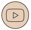 Beige Kreis mit einem schwarzen Wiedergabe-Play-Symbol in der Mitte, umgeben von dünnem Rand.